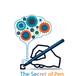 The Secret of Pen logo — a brain of gears connected to a writing hand