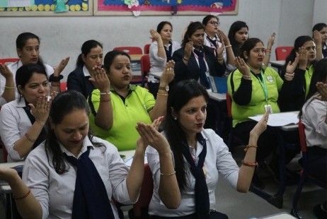 Interactive handwriting training session with participants